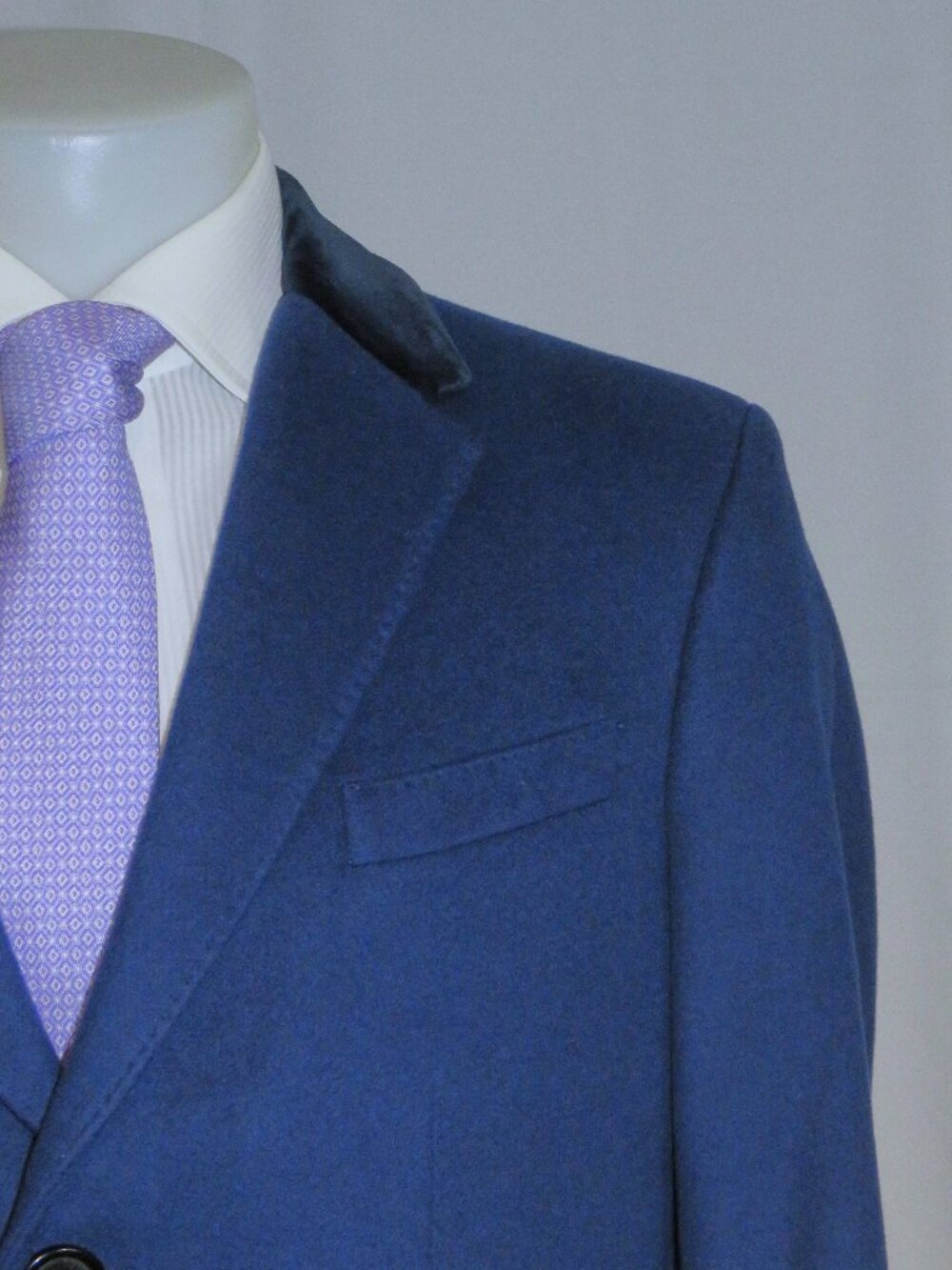 Burberry London Royal Blue Brushed Cashmere Blend Velvet Collar Chesterfield 44